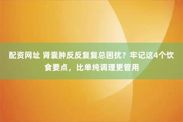 配资网址 肾囊肿反反复复总困扰？牢记这4个饮食要点，比单纯调理更管用